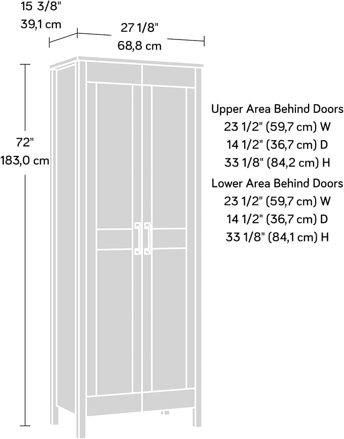 Sauder 2-Door Storage Cabinet, Tall Wooden Organizer, in a Chalk Oak Finish