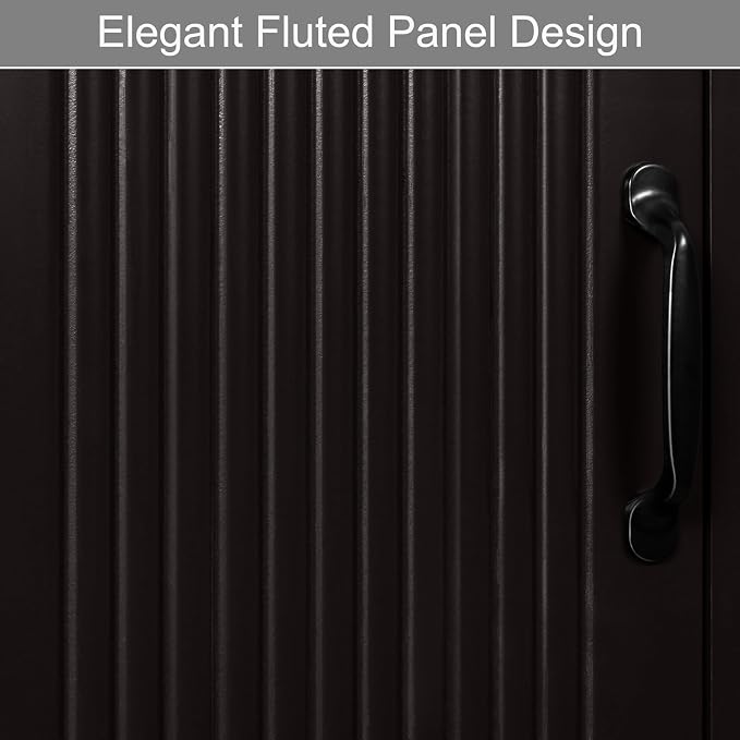 71'' Tall Bathroom Cabinet, Narrow Slim Storage Cabinet, Freestanding Fluted Floor Linen Tower for Small Space Bathroom Oragnizer for Living Room Kitchen (Espresso)