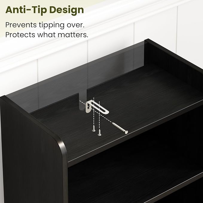 Small Bathroom Storage Cabinet with 2 Doors & Shelf,Rattan Black | Narrow Storage Organizer, Toilet Paper Floor Cabinets Freestanding, for Small Spaces, Laundry Room, 7.8" D x 14.6" W x 31" H