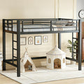 Bellemave Twin Size Loft Bed Frame with 2 Ladder, Sturdy Metal Construction & High Guardrail, Space-Saving Twin Loft Bed for Kids, No Box Spring Needed, Safe for Kids, Adults, Teens, Dorms, Black