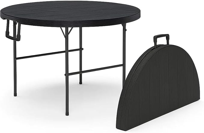 2 PACK of 3.5 Feet Circular Round Foldable Table with Built in Handle & Steel Legs | Heavy Duty Portable | Perfect for Party, Dining, Wedding, Events, Picnic Indoor, Outdoor, Camping, Utility