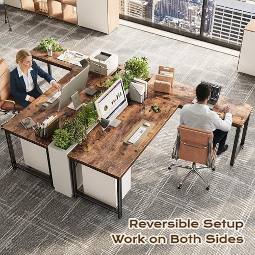 Huuger 63 Inch L Shaped Desk with Power Outlets & 0.95 Inch Thicker Desktop