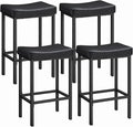 HOOBRO Bar Stools,Set of 4 Bar Chairs, Counter Height Stools, Saddle Barstools, Set of 4 Kitchen Stools, 24.8 Inches Barstools, 2.4" Thick Upholstery, for Kitchen, Dining Room, Black BB10BYP401