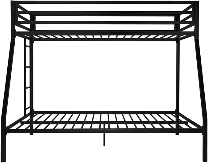 SHA CERLIN Bunk Bed Twin Over Full Size with Ladder and Guardrail,Black