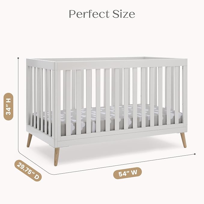 Delta Children Essex 4-in-1 Baby Crib & Mattress, Bianca White/Natural