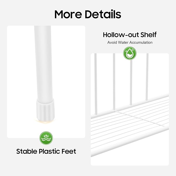 3-Tier Over The Toilet Storage Rack, Space Saver Metal Bathroom Shelves, Freestanding Over Toilet Bathroom Organizer for Bathroom/Living Room (White)