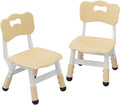2-Pack Adjustable Kids Chairs, 3-Level Height Plastic Toddler Chair with Non-Slip Base & Stackable Design, for Home School Classroom Daycare Indoor Outdoor Use, Ages 2-8, Natural
