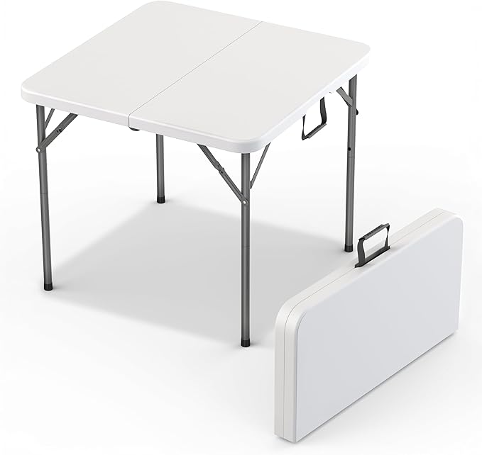 2 PACK of 34" Square Foldable Table with Built in Handle & Steel Legs | Heavy Duty Portable | Perfect for Party, Dining, Wedding, Events, Picnic Indoor, Outdoor, Camping, Utility, Temporary