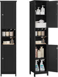 TEENFON 67" Tall Bathroom Cabinet with Adjustable Shelves and Doors | Narrow Bathroom Storage Cabinet for Small Space, Living Room, Entryway, Kitchen, Black