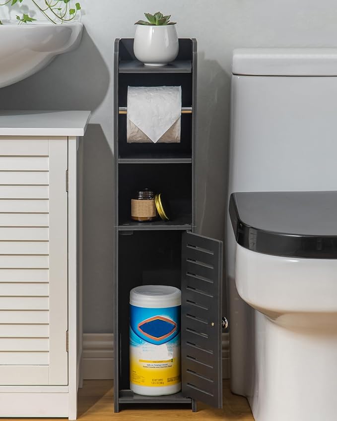AOJEZOR Toilet Paper Holder Stand: Holds 4 Rolls for Small Bathroom Renters