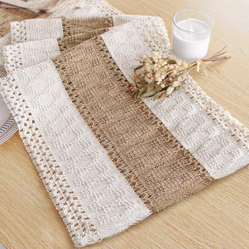 FEXIA Boho Table Runner for Fall Home Decor 12x48 Farmhouse Woven Runner