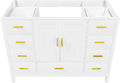 Montary 48" Modern Bathroom Vanity Base Cabinet, Solid Wood Construction | Soft-Close Double Doors & 9 Full-Extension Drawers(Basin & Top Not Included),White