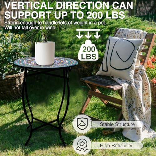 Indoor Outdoor Metal Round Side Table, Versatile 14" Round Metal End Table