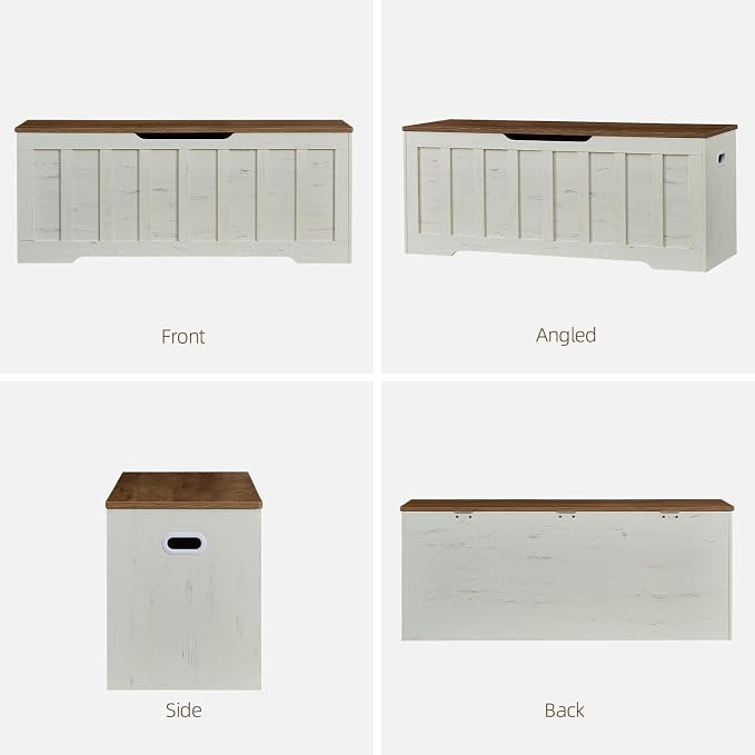 VANKILEY 47.2" Storage Chest Extra Large, Storage Bench.(White+Brown)