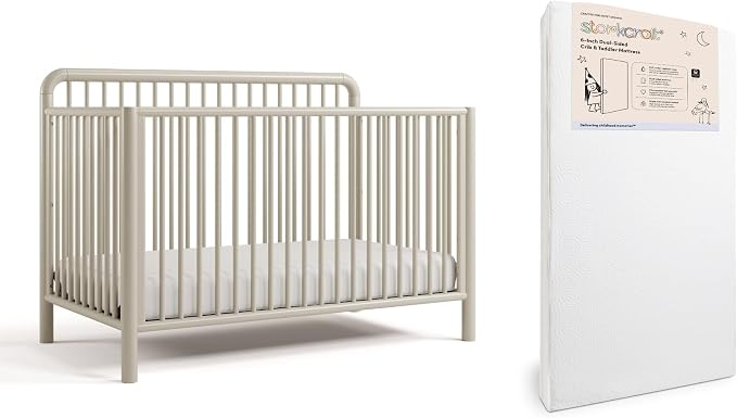 Storkcraft Porto Convertible Crib & Storkcraft Crib Mattress, Frosted Oat