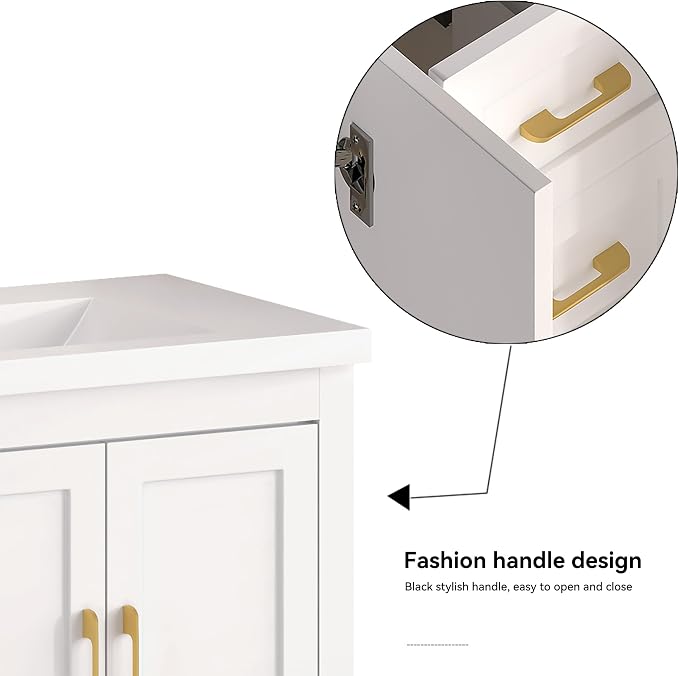 LUMISOL 60 Inch Double Sink Bathroom Vanity, Wooden Freestanding Bathroom Vanity with Soft-Closing Doors and 4 Storage Drawers, 60” Bathroom Cabinet with Resin Sink, White
