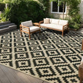 SAND MINE Reversible Mats, Plastic Straw Rug, Modern Area Rug, Large Floor Mat and Rug for Outdoors, RV, Patio, Backyard, Deck, Picnic, Beach, Trailer, Camping, Black & Beige, 10' x 14'