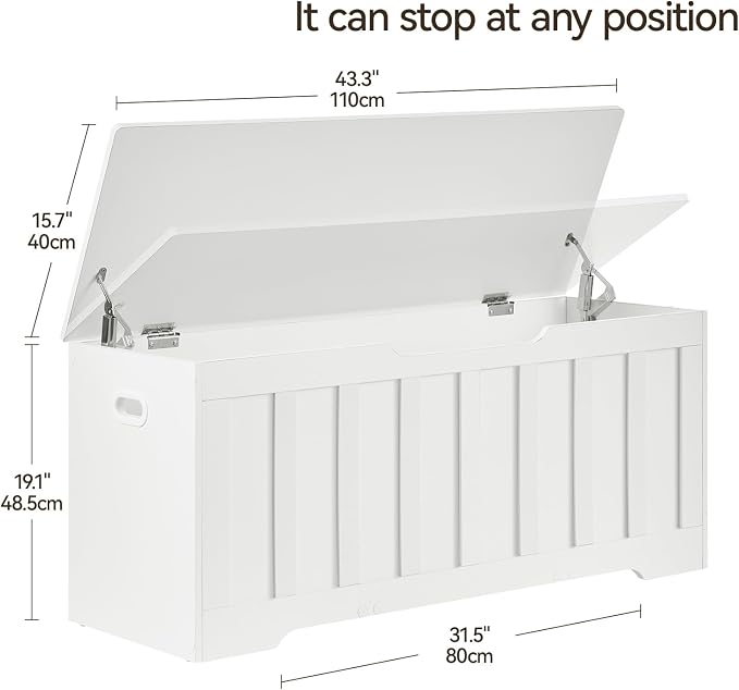 VANKILEY 43.3" Storage Chest Extra Large, Storage Bench.(White)