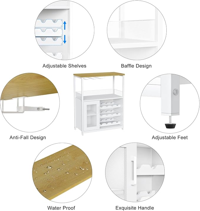GAOMON Coffee Wine Bar Cabinet with Storage and Detachable Rack