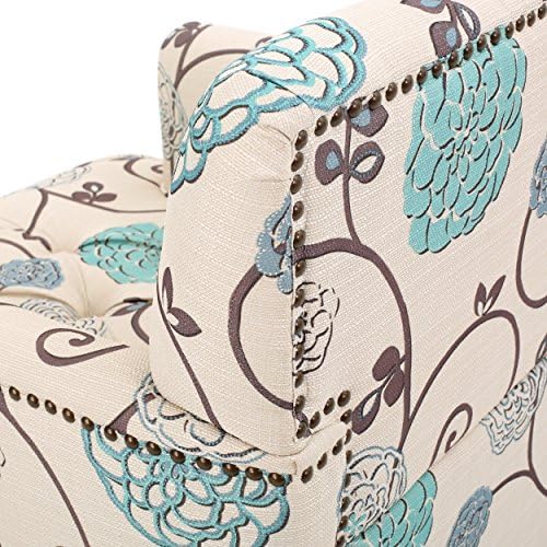 Christopher Knight Home Harrison Fabric Tufted Club Chair, White / Blue (29.5"D x 28"W x 33.5"H)