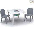 Delta Children Finn Table and Chair Set with Storage, White/Grey