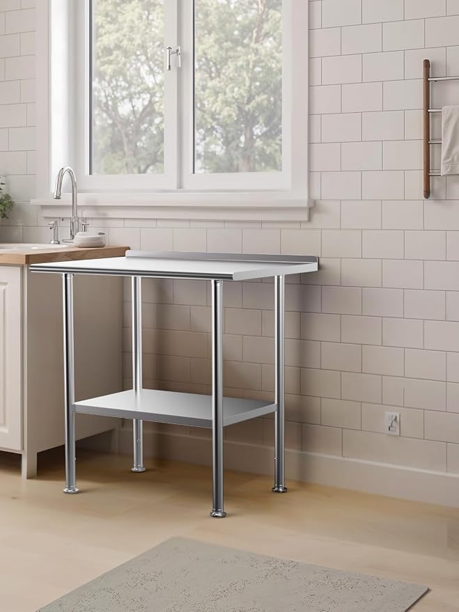 Atelicf NSF Stainless Steel Prep Table 30X36 inch, with Backsplash