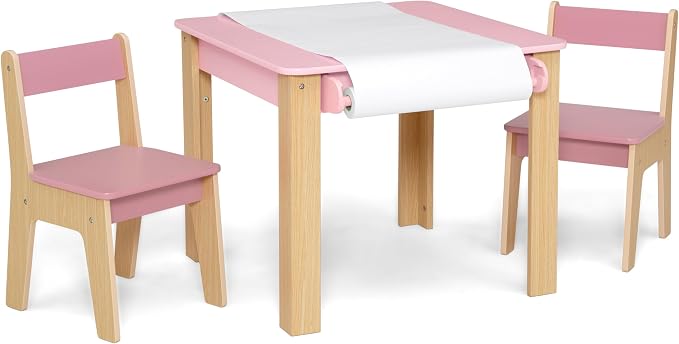 Delta Children - GapKids Table and 2 Chair Set with Paper Roll Holder - Greenguard Gold Certified, Blush Pink