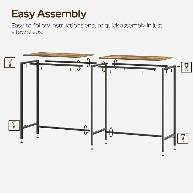 YATINEY 55" Long Bar Table, Counter Bar Height Table, High Top Table, Rectangular Hightop Bar Pub, for Kitchen, Living Room, Dining Room, Entryway, Rustic Brown and Black BT04BR