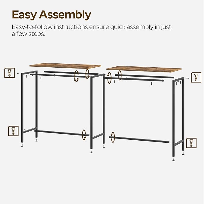 YATINEY 63" Long Bar Table, Counter Bar Height Table, High Top Table, Rectangular Bar Pub, for Kitchen, Living Room, Dining Room, Entryway, Rustic Brown and Black BT06BR