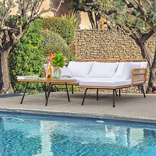 Devoko Outdoor Patio Furniture Set, Sectional Conversation Sofa Set