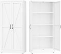 GAIOUS 63" Tall Metal Storage Cabinet White Cupboard Kitchen Pantry Cabinet | with 2 Doors and 3 Adjustable Shelves,Steel Freestanding 4 Tier File Cabinet for Office Dining Bathroom Bedroom,Food Storage