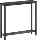 YATINEY Narrow Console Table, 2-Tier Small Sofa Table, 29.5" Thin Entryway Behind Couch Table with Shelves, Industrial Hallway Table, for Living Room, Foyer, Black CT03BB