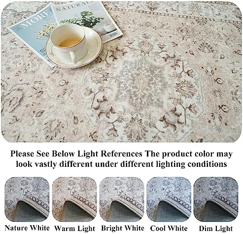 Hallway Washable Runner Rug - 2'6x14 Kitchen Rugs Entryway Rug Runner Vintage Soft Floor Mat Non Slip Indoor Farmhouse Carpet for Bathroom Living Room Bedroom (2'6''x14', Beige)