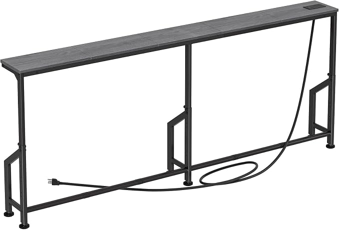 Kitstorack 76.9" Narrow Console Table with Power Outlet for Living Room