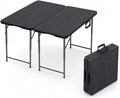 2 PACK of 4 Feet Foldable Table Adjustable Height with Built in Handle, Steel Legs | 4FT Heavy Duty Portable | Perfect for Party Dining Wedding Events Picnic Indoor Outdoor Camping Folding - 4 Foot