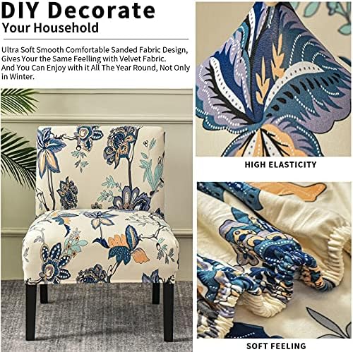 Eco-Ancheng Armless Chair Slipcover Removable Armless Accent Chairs Covers Washable Armless Slipper Chair Slipcover Printed Armless Chair Furniture Protector Covers for Living Dining Room Hotel
