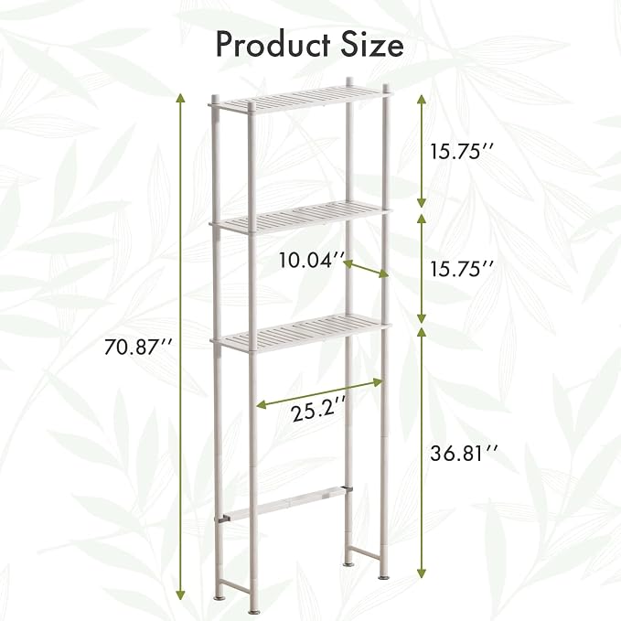 AmazerBath Bamboo Over The Toilet Storage Shelf, 3-Tier Bathroom Over Toilet Organizer Rack, Over Toilet Shelf, Space Saver, White