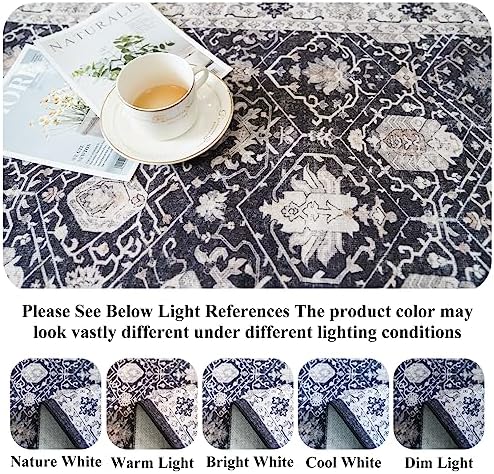 4x10 Washable Hallway Runner Rug: Oriental 10ft Extra Wide Ultra Soft Runners for Living Room Bedroom Stain Resistant Low Pile Carpet for Entryway Ktichen Thin Non Slip Bathroom Floor Mat(Black,4x10)