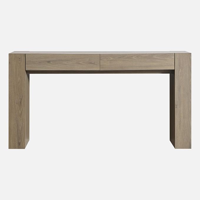 OKD 63" Console Table with Drawers, Thick Block Entryway Table, Alder Grey