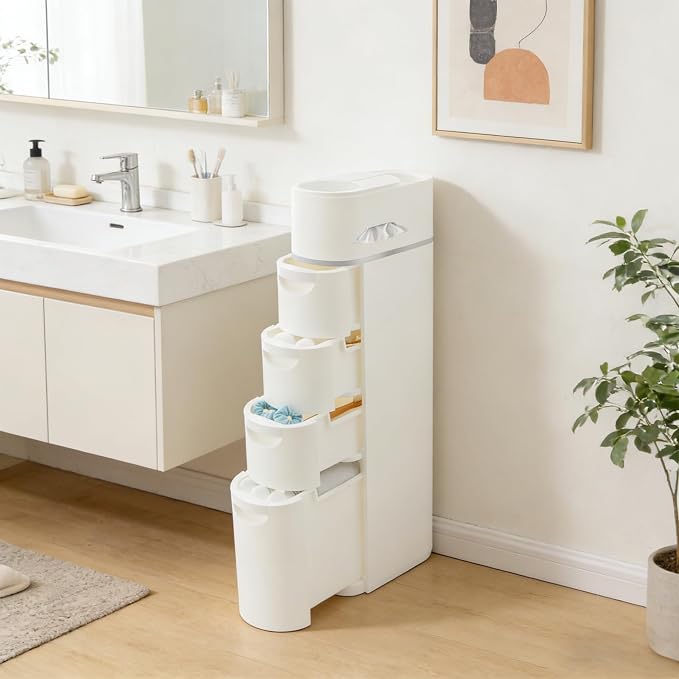 Narrow Storage Cabinet, Slim Bathroom Cabinet, Drawer Storage Tower (4 Drawer)