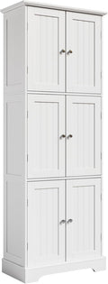 ChooChoo 63.2" Tall Bathroom Storage Cabinet with 6 Doors | Freestanding Floor Cabinet, Adjustable Shelves, Pantry Cabinet for Bathroom, Kitchen, Laundry Room, White