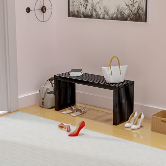 APRTAT Bamboo Dining Bench 35 Inch Indoor Wooden Shoe Benches for Entryway