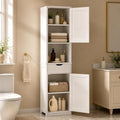 Walsunny Tall Bathroom Storage Cabinet with 6 Adjustable Shelves, White | Anti-Tip Safety, Waterproof MDF, 2 Doors + 1 Drawer, Easy Assembly, for Bathroom/Living Room/Kitchen