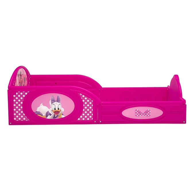 Delta Children Disney Minnie Mouse 4-Piece Toddler Room-in-a-Box Set – Includes Sleep and Play Toddler Bed, Table, 1 Chair and Toy Box, Pink