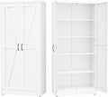 GAIOUS 71" Tall Kitchen Pantry Cabinet,White Cupboard,Metal Storage Cabinet | with 2 Doors and 4 Adjustable Shelves, Freestanding File Cabinet, 5 Tier Utility Cabinet for Dining Office Bathroom Bedroom