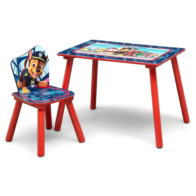 Delta Children - PAW Patrol 4-Piece Toddler Room-in-a-Box Set – Includes Sleep and Play Toddler Bed, Table, 1 Chair and Toy Box, Blue