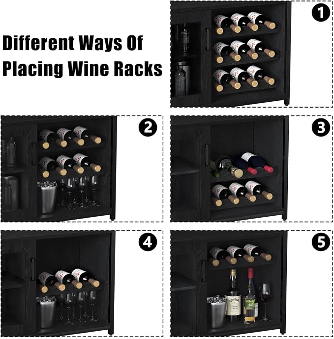 GAOMON Coffee Wine Bar Cabinet with Storage and Detachable Rack