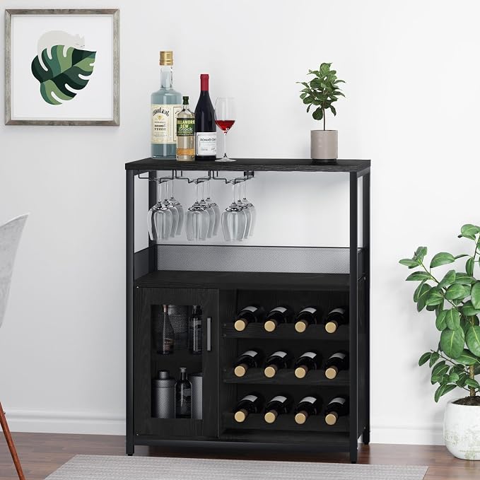 GAOMON Coffee Wine Bar Cabinet with Storage and Detachable Rack