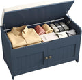 HOMEFORT 30" Shoe Bench with Lift Top Storage, Entryway Bench with Cushioned Seat, Wooden End of Bed Bench, Shoe Cabinet Bench with Hidden Storage Space, for Bedroom, Hallway, Blue