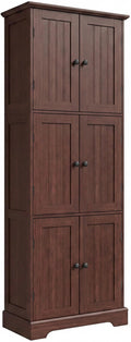 ChooChoo 63.2" Tall Bathroom Storage Cabinet with 6 Doors | Freestanding Floor Cabinet, Adjustable Shelves, Pantry Cabinet for Bathroom, Kitchen, Laundry Room, Rustic Walnut